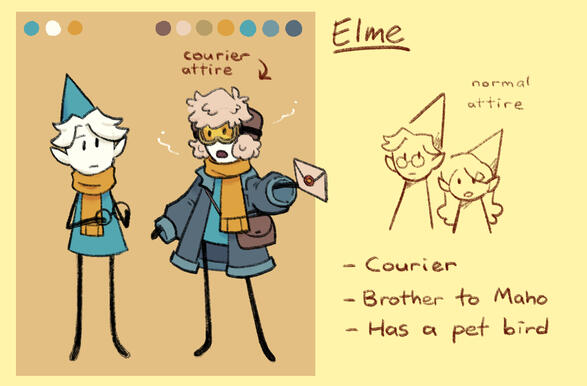 Reference sheet of an elf based on the animated TV show, Hilda.